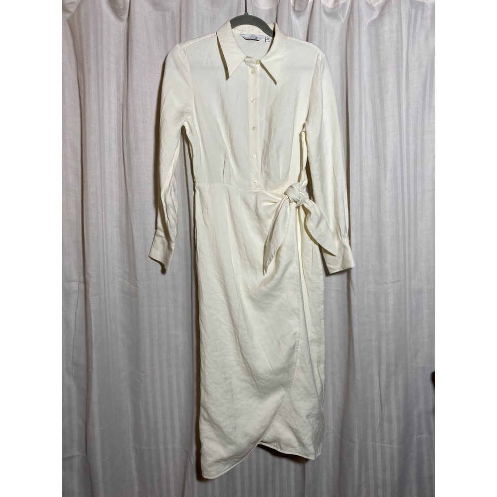 & Other Stories Paris Atelier Off White Wrap Shirt Dress Long Sleeve Midi 4